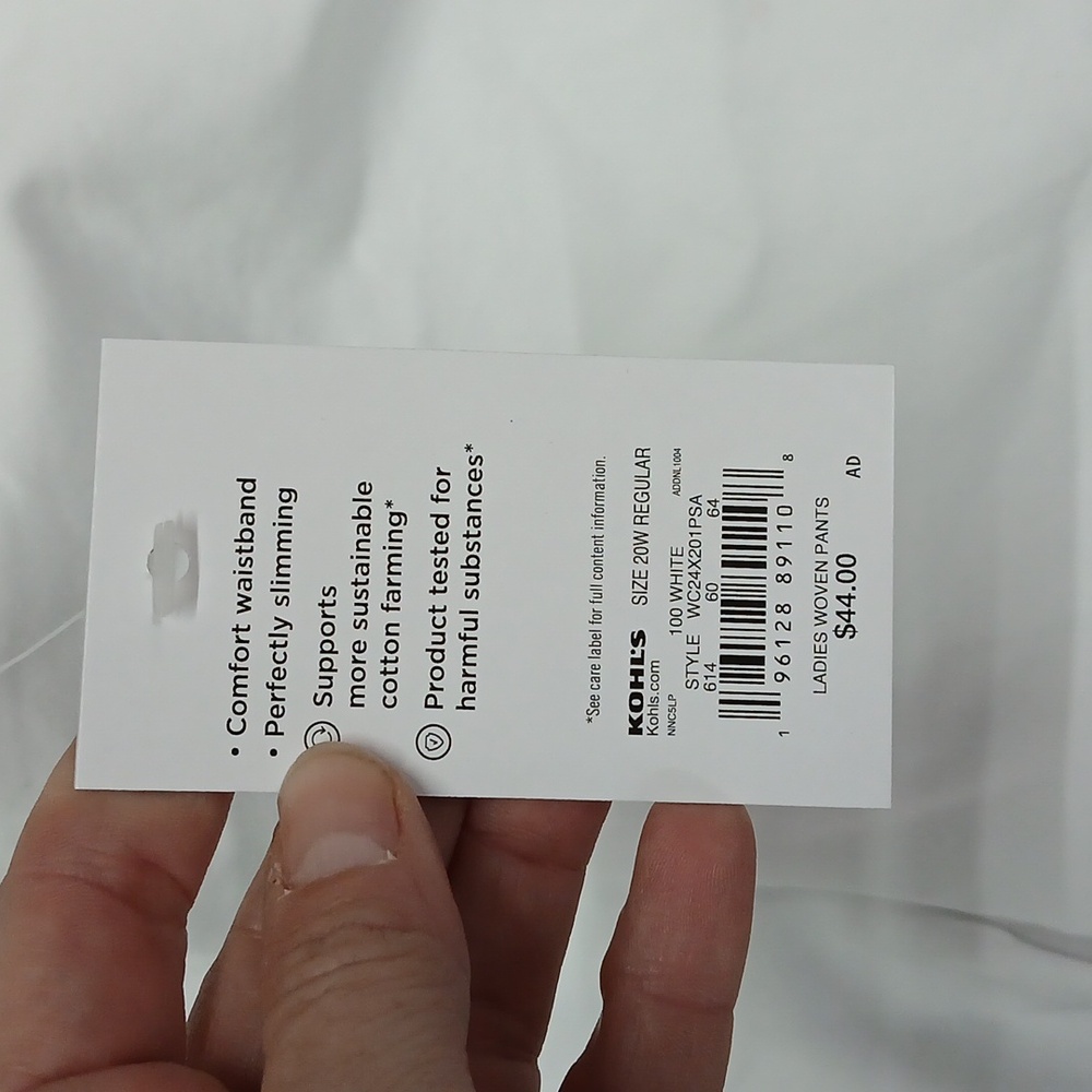 Nwt Croft and Barrow Straight Mid Rise white pull-on Pants 20W - Picture 6 of 8